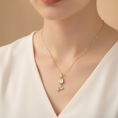 Collar Tulipán con Zircón Brillante Estilo Bohemio