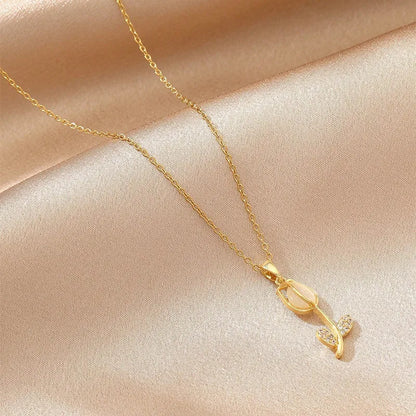 Collar Tulipán con Zircón Brillante Estilo Bohemio