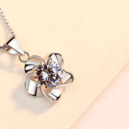 Collar Elegante De Plata S925 Con Diamantes Y Patrón Bohemio De Flor