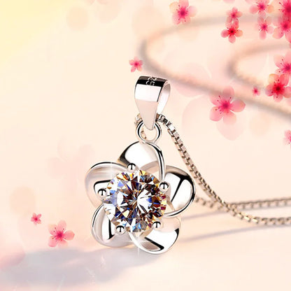 Collar Elegante De Plata S925 Con Diamantes Y Patrón Bohemio De Flor