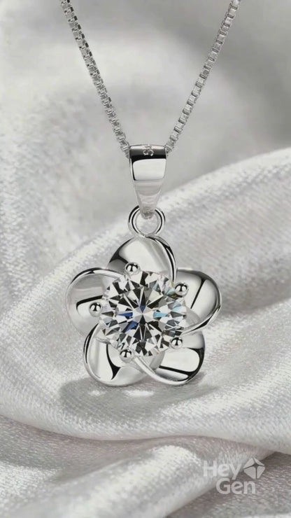 Collar Elegante De Plata S925 Con Diamantes Y Patrón Bohemio De Flor